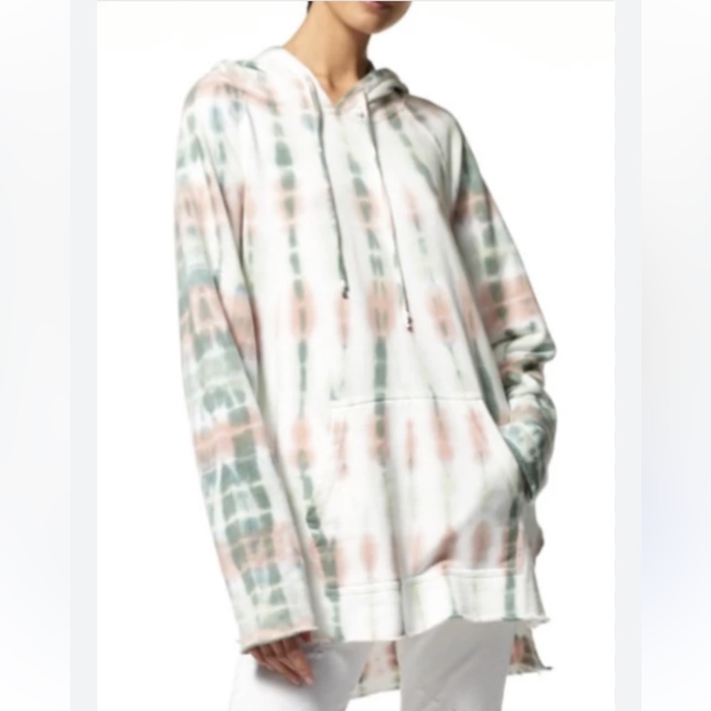 Young Fabulous & Broke Tie Dye Hoodie White Green Pink Terry Cloth Lined Size M